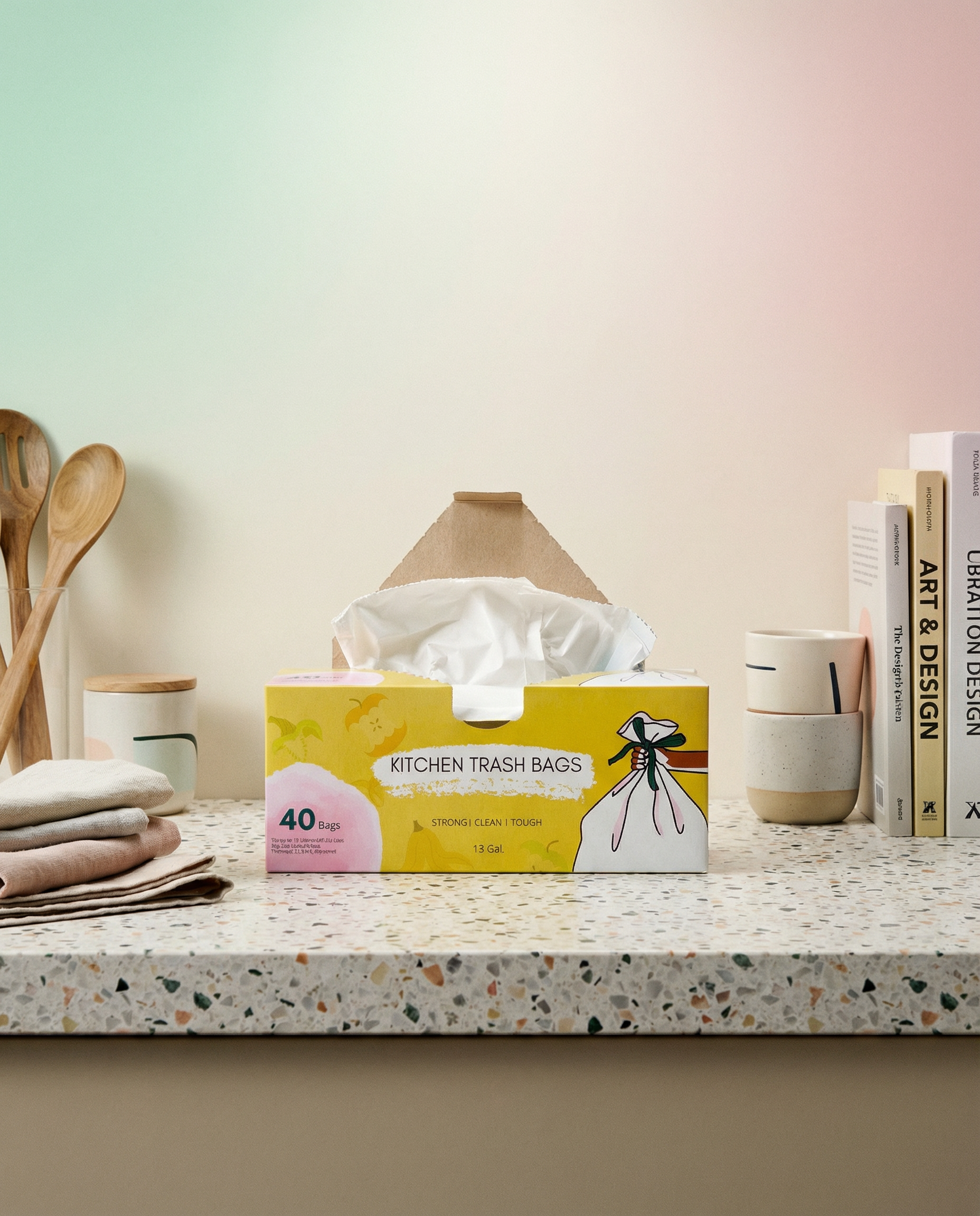 13 Gallon Tall Kitchen Drawstring Trash Bags , 40 Count